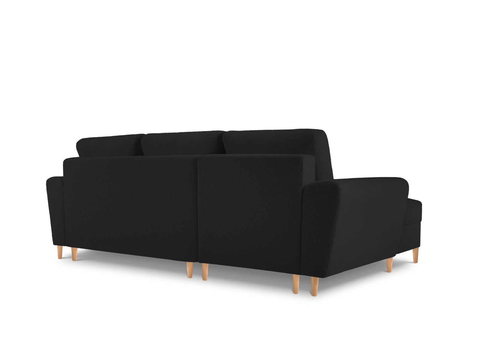 Stylisches Kyoto Boucle Ecksofa links, 4-Sitzer mit praktischer Schlaffunktion und Stauraum, ideal für moderne Wohnräume.