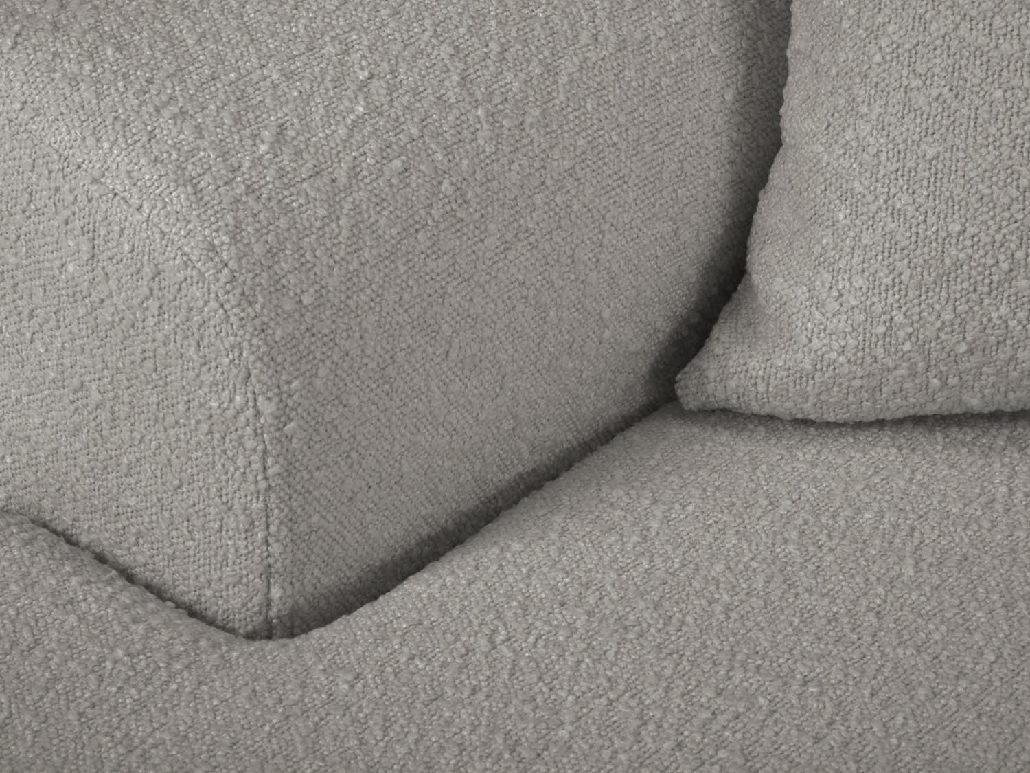 Elegantes Kyoto Boucle Ecksofa links, 4-Sitzer mit praktischer Schlaffunktion und Stauraum, perfekt für stilvolle Wohnräume.