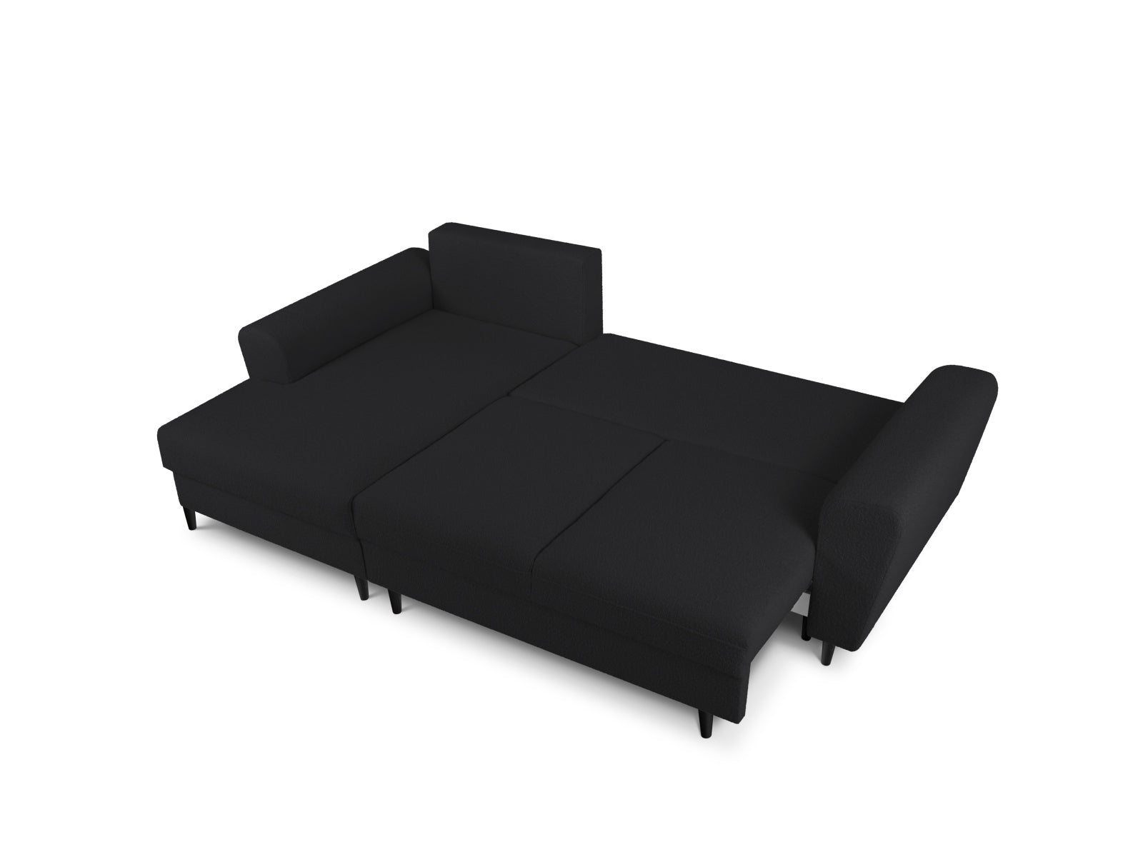 Stylisches Kyoto Boucle Ecksofa links, 4-Sitzer mit praktischer Schlaffunktion und Stauraum, perfekt für kleine Räume und entspannte Nächte.