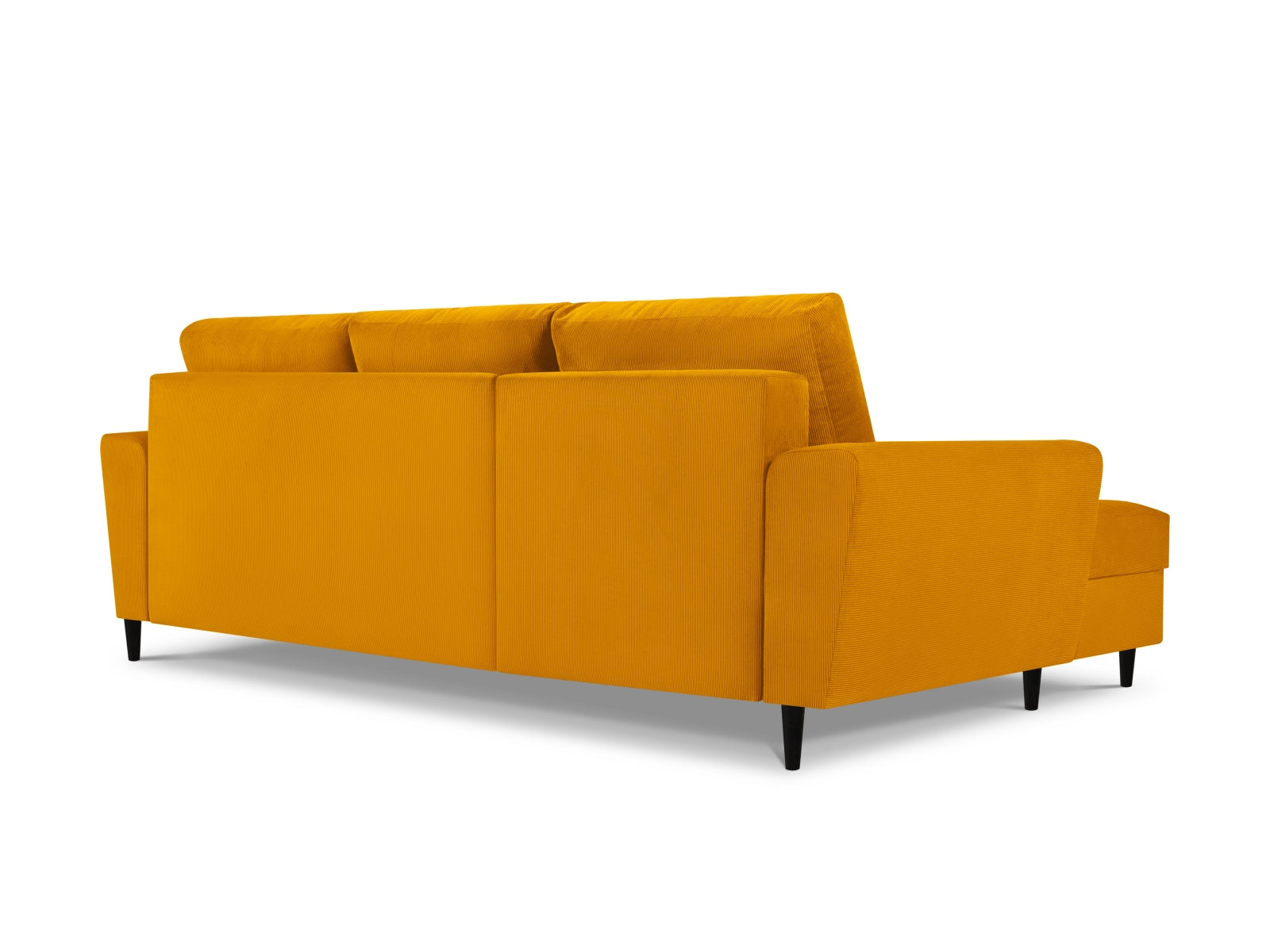 Stylisches Kyoto Ecksofa links in strahlendem Gelb, ideal für entspannte Abende und Übernachtungsgäste, mit cleverem Stauraum.