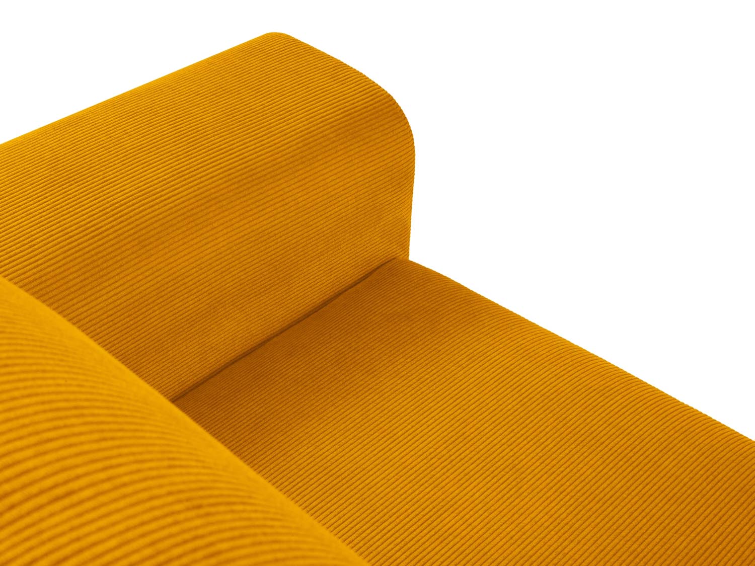 Modernes Kyoto Ecksofa links in leuchtendem Gelb, perfekt für gemütliche Abende und als praktisches Schlafsofa mit Stauraum.