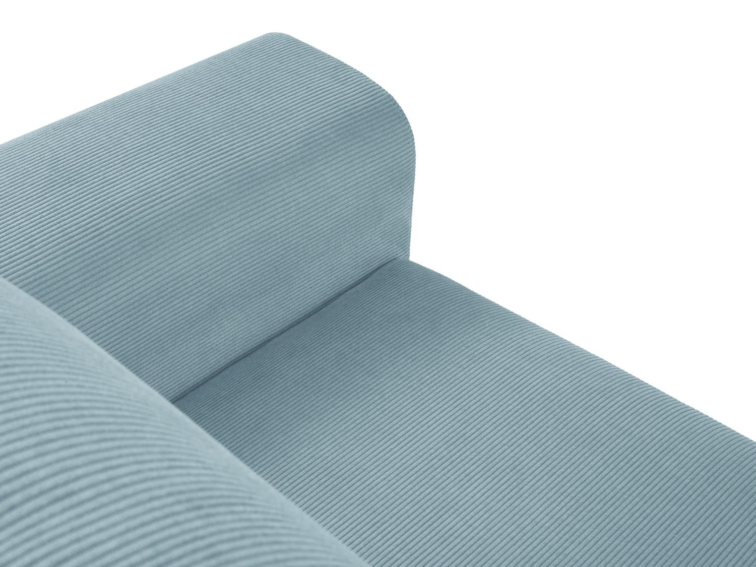 Stylisches Kyoto Ecksofa links in zartem Light Blue-Fjord, 4-Sitzer mit cleverer Schlaffunktion und integriertem Stauraum für zusätzlichen Komfort.