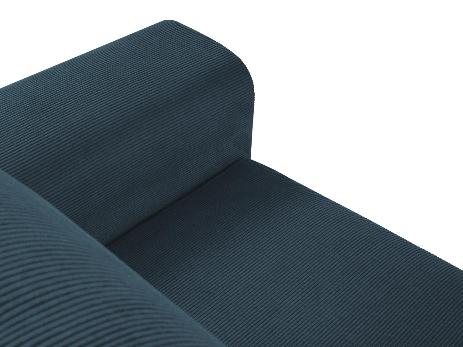 Stylisches Kyoto Ecksofa links in tiefem Blau, 4-Sitzer mit praktischer Schlaffunktion und Stauraum, perfekt für entspannte Abende.