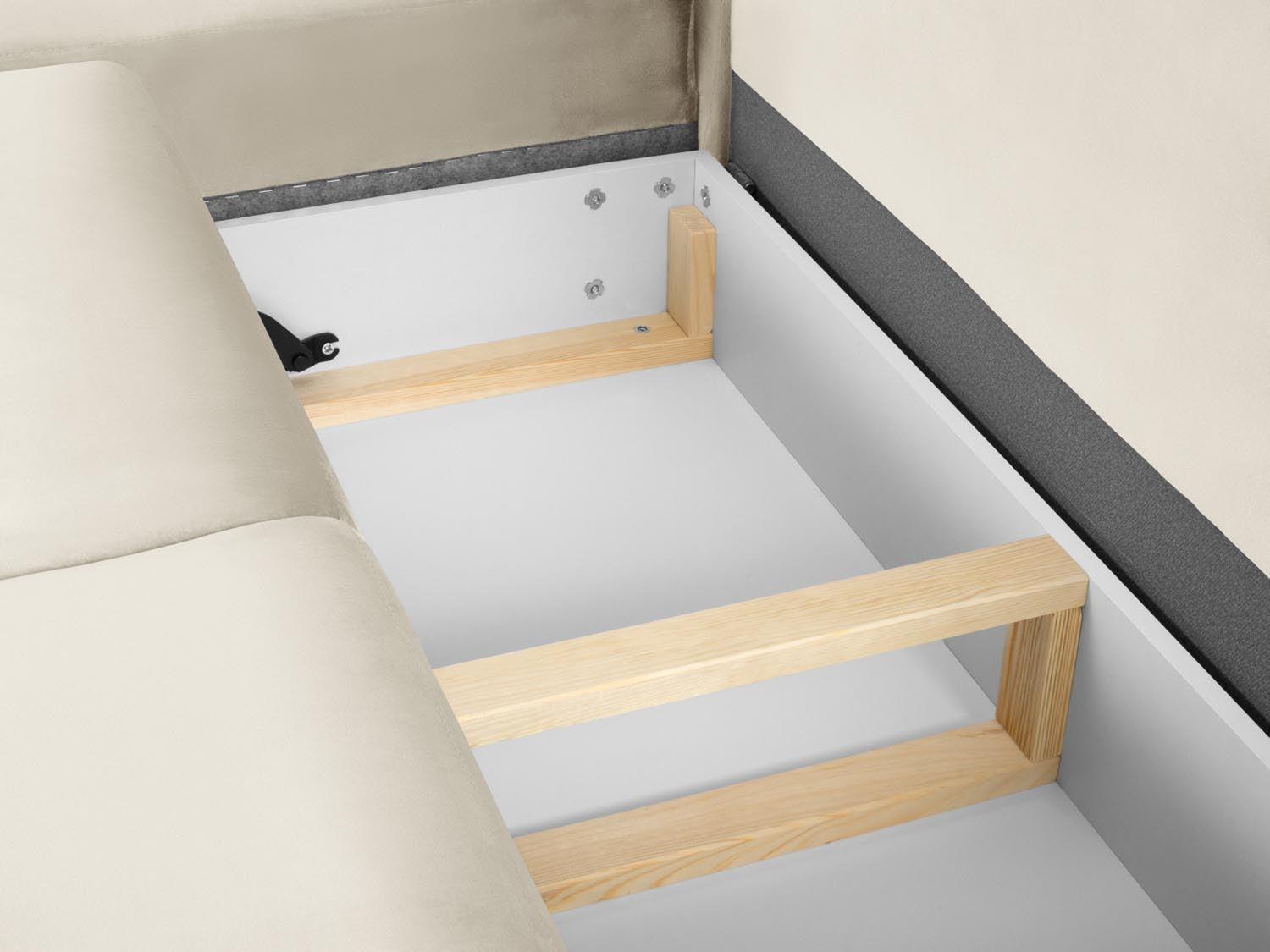 Erleben Sie das Kyoto Velour Ecksofa links: elegantes 5-Sitzer Sofa mit Schlaffunktion und Stauraum, ideal für modernes Wohnen!