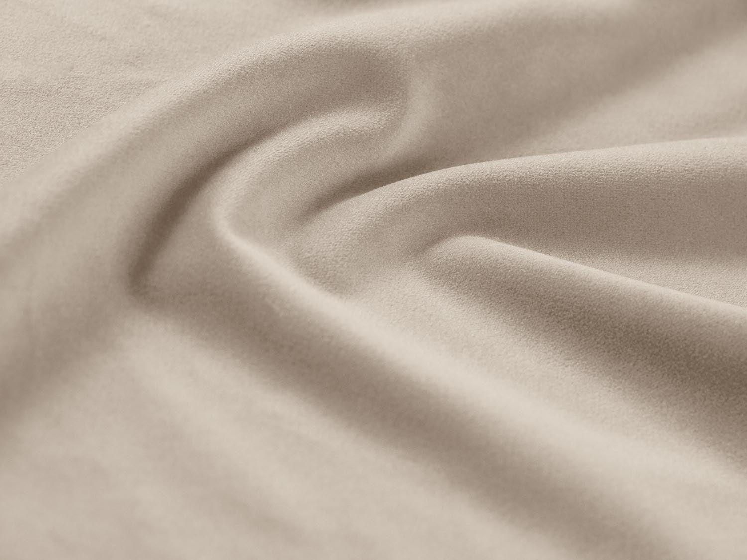 Elegantes Kyoto Velour Ecksofa links, 5-Sitzer mit praktischer Schlaffunktion und Stauraum, ideal für stilvolle Wohnkonzepte.