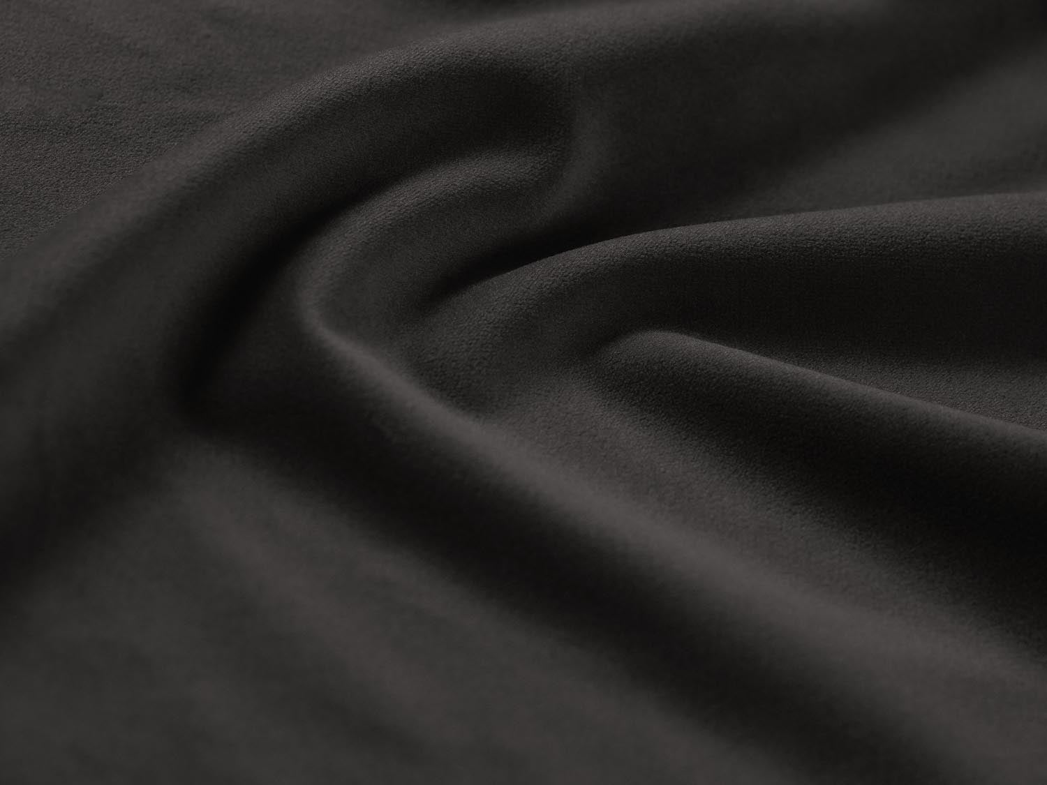 Stylisches Kyoto Velour Ecksofa links in Dunkelgrau, 5-Sitzer mit integrierter Schlaffunktion und Stauraum, ideal für platzsparende Wohnlösungen.