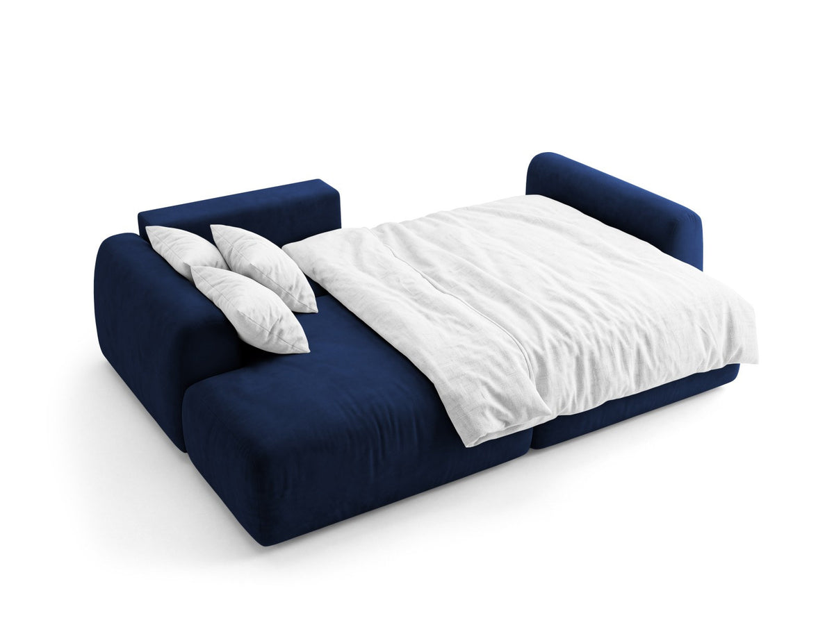 Ecksofa Milan mit Bettfunktion in Bluvel-Stoff, Récamiere links, schwarze Beine