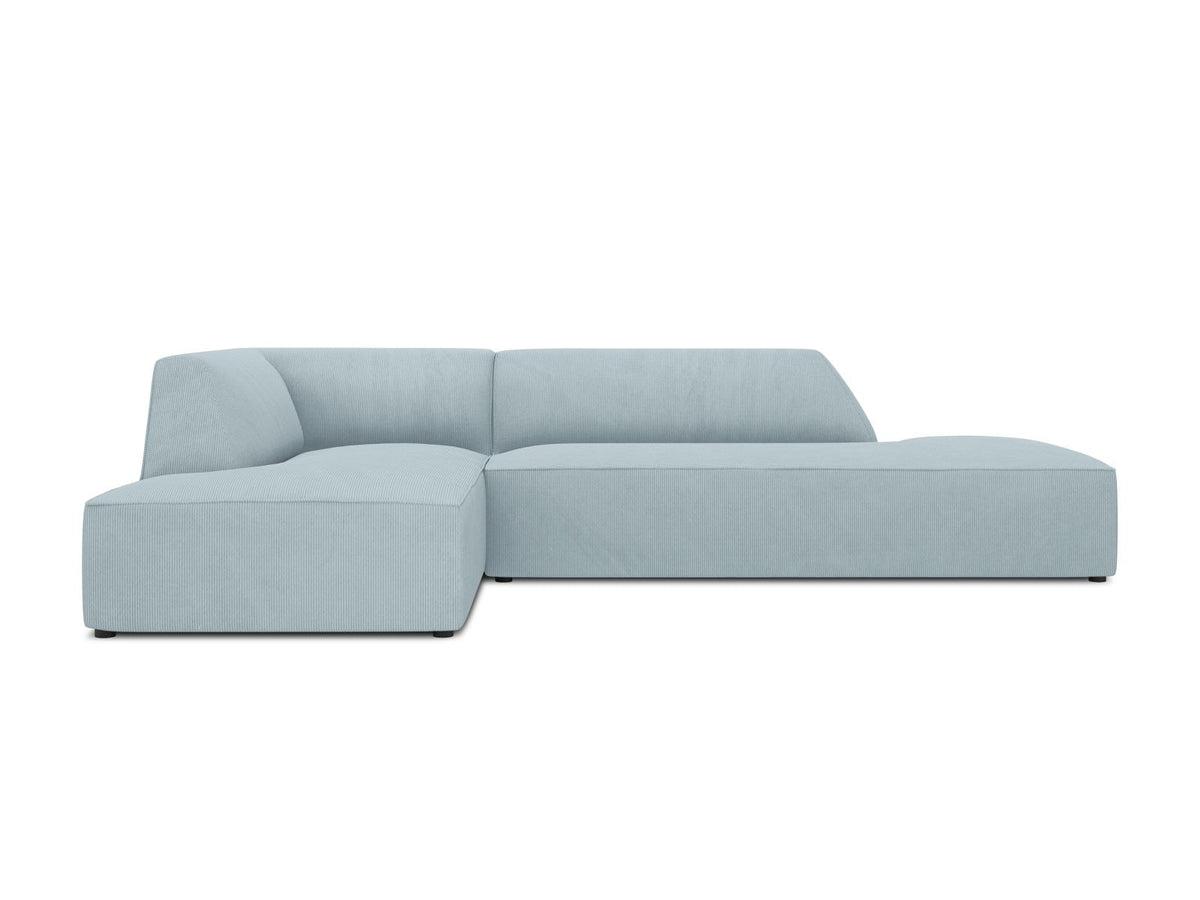 Modulares Ecksofa Siena links, 4-Sitzer, Light Beige-Scala Stoff, Massivholzrahmen, schwarze Kunststoffbeine, Sitzhöhe 40 cm.