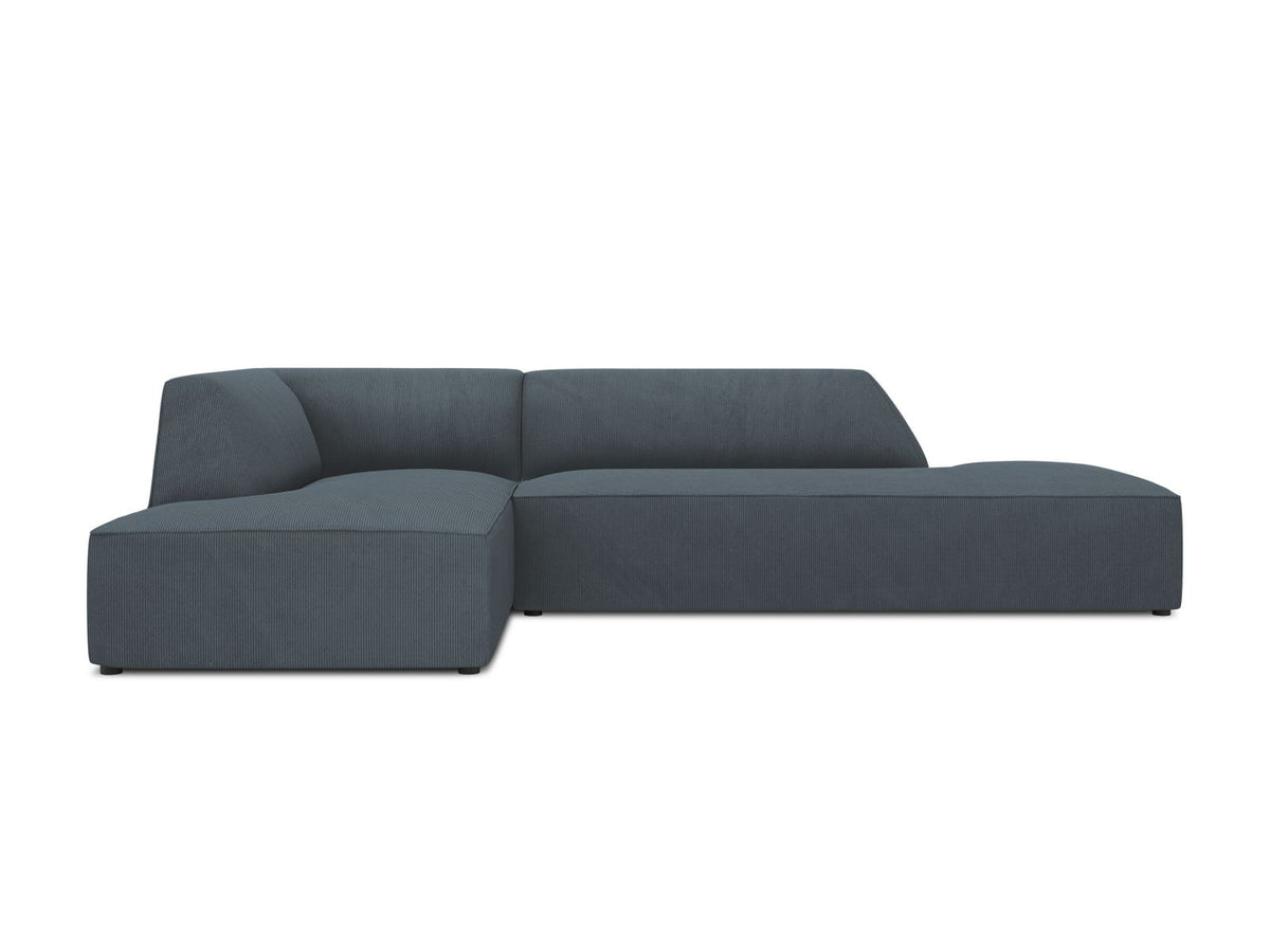 Modulares Ecksofa Siena links, 4-Sitzer, Light Beige-Scala Stoff, Massivholzrahmen, schwarze Kunststoffbeine, Sitzhöhe 40 cm.