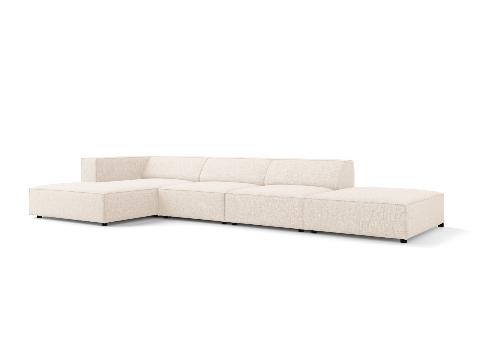 Elegantes 5-Sitzer Arendal Ecksofa links in zartem Beige, perfekt für stilvolle Wohnzimmer, entworfen von Cosmopolitan Design.