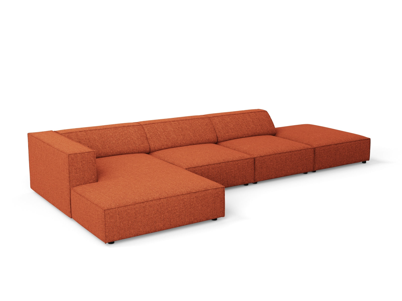 Elegantes 5-Sitzer Arendal Ecksofa links in sanftem Terracotta, perfekt für moderne Wohnräume und stilvolle Akzente von Cosmopolitan Design.