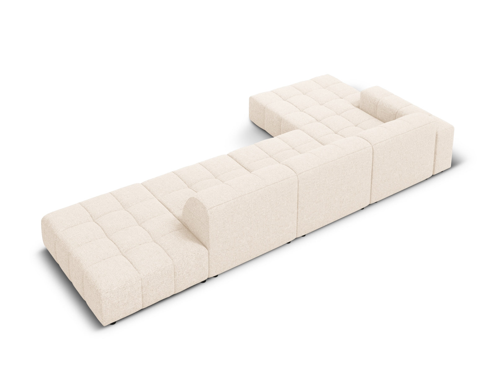 Modernes Chicago Ecksofa links, 5 Sitzer, 166 cm in hellem Beige, ideal für komfortable und stilvolle Wohnräume.