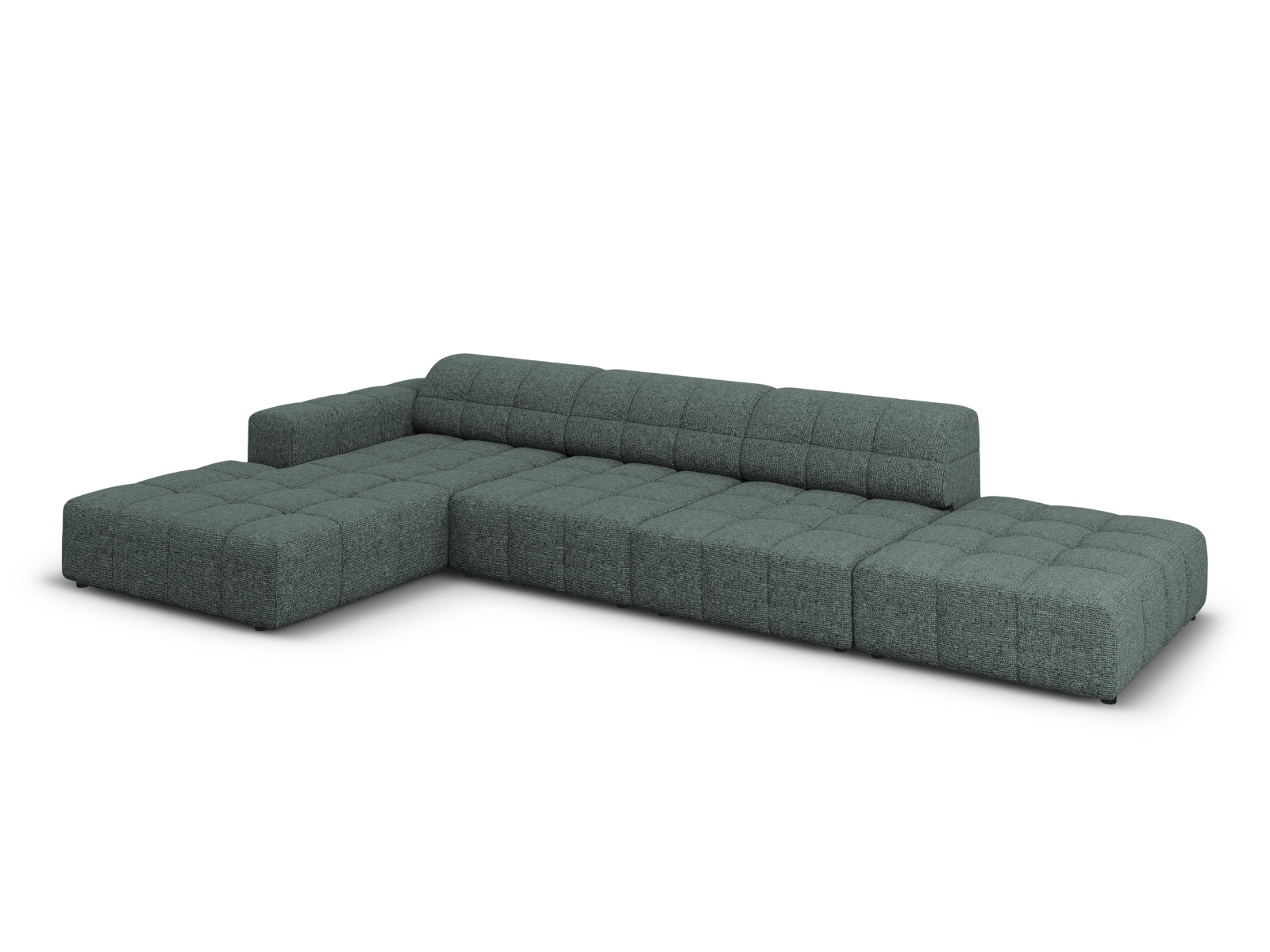 Elegantes Chicago Ecksofa links, 5 Sitzer, 166cm in Petrol-Haga, perfekt für stilvolle Wohnzimmer und gemütliche Abende.