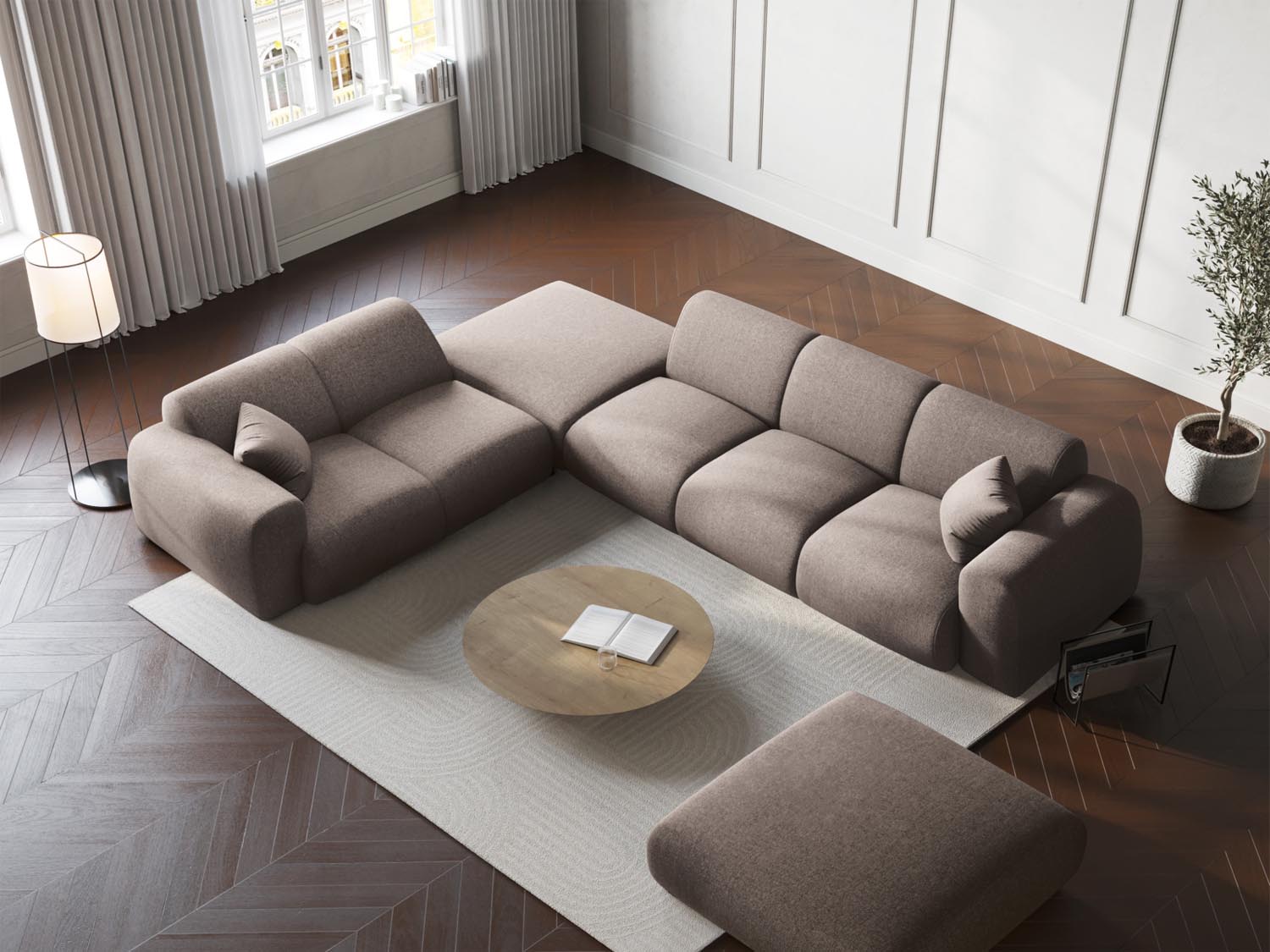 Beige Nolio Ecksofa links, 4-Sitzer, 250 cm, stilvolles Design von Cosmopolitan, ideal für moderne Wohnräume.