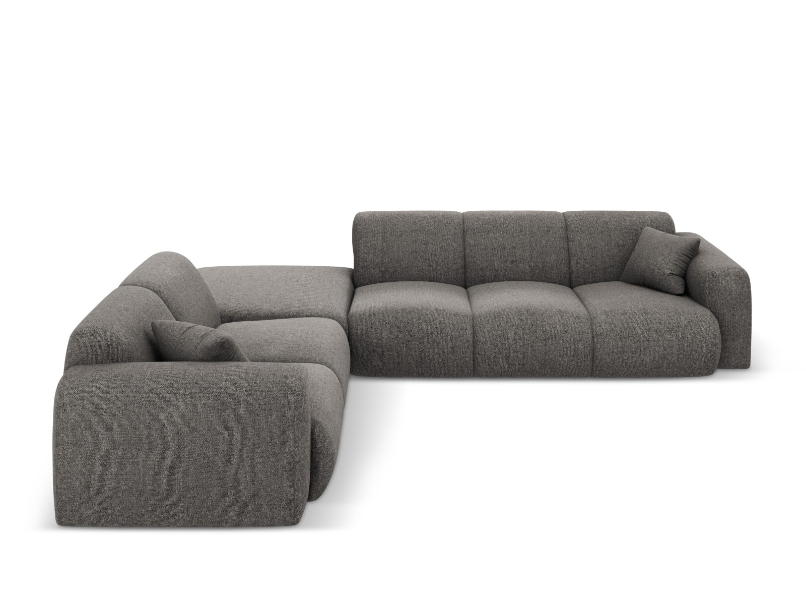 Elegantes Nolio Ecksofa links in zeitlosem Grau, großzügiger 4-Sitzer mit 250 cm, perfekt für stilvolle Wohnzimmer von Cosmopolitan Design.