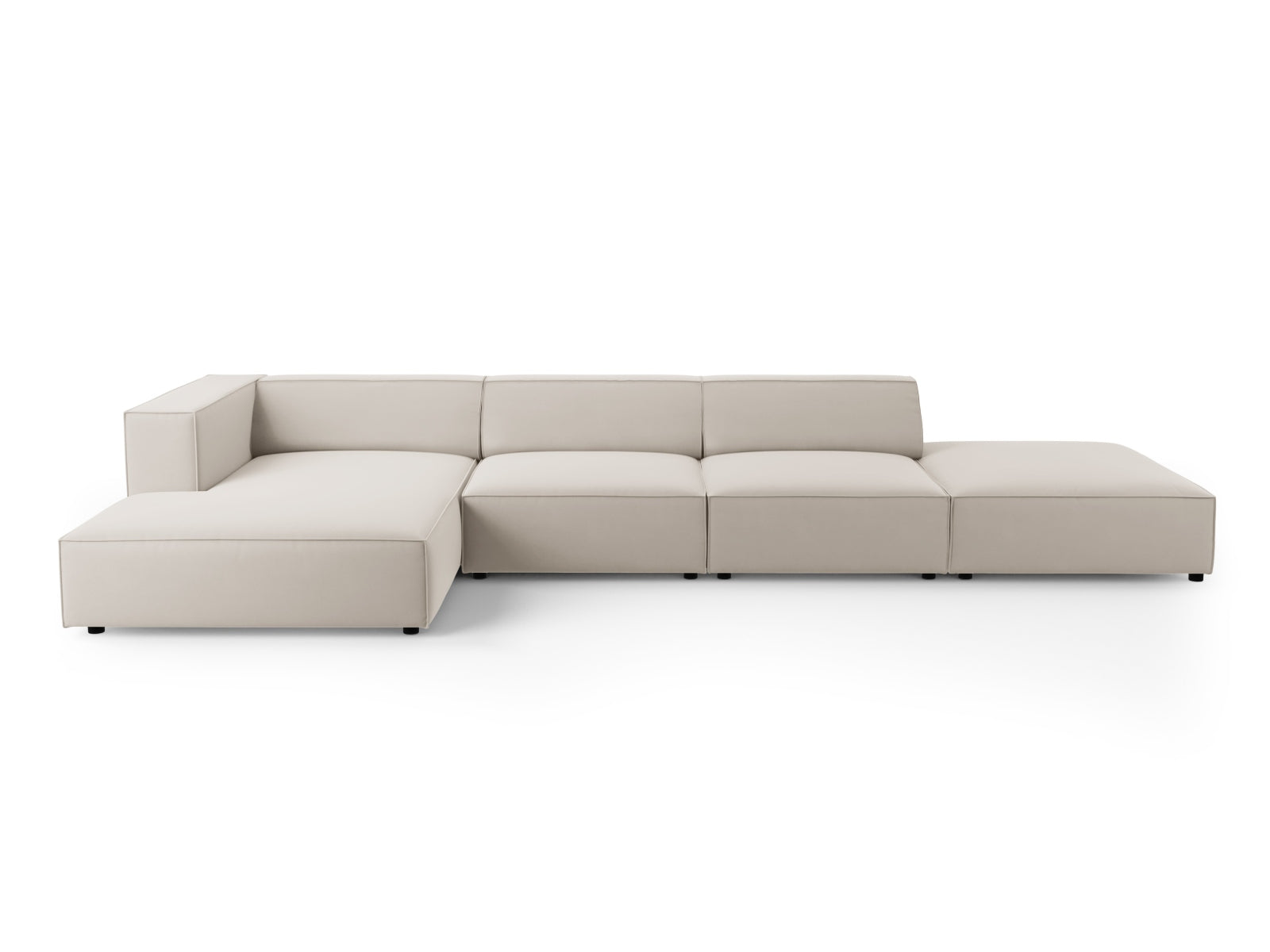 Arendal Velour Ecksofa links 5 Sitzer in Ecru präsentiert im Onlineshop von KAQTU Design AG. Ecksofa links ist von Cosmopolitan Design