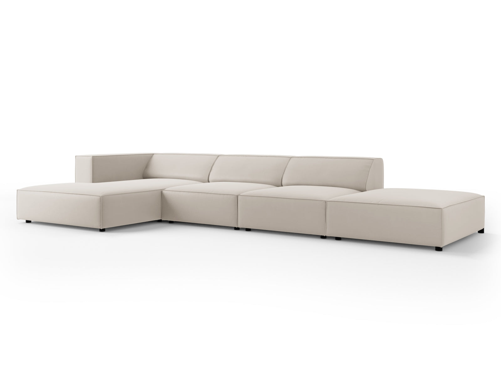 Erleben Sie das elegante Arendal Velour Ecksofa links 5 Sitzer von Cosmopolitan Design – perfekt für stilvolle Wohnräume und entspannte Stunden.