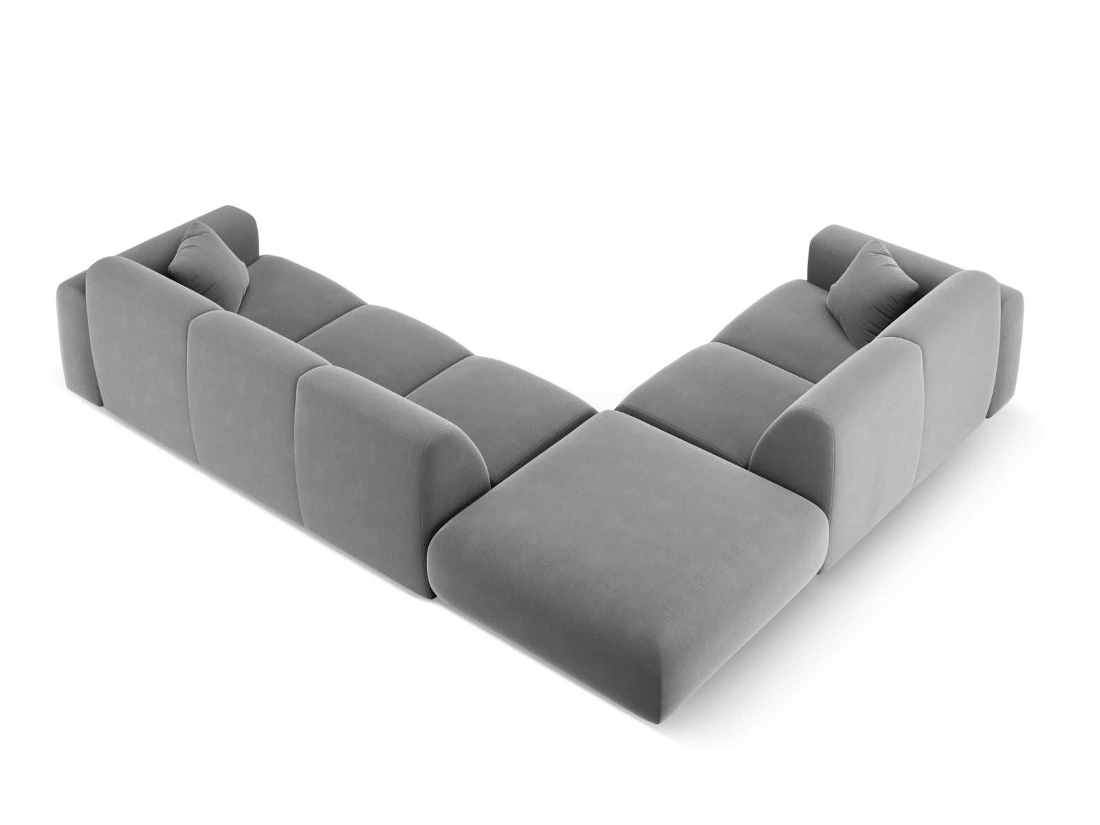 Erleben Sie das stilvolle Nolio Velour Ecksofa links (250cm) von Cosmopolitan Design – ein luxuriöses 4-Sitzer Sofa für Ihr modernes Zuhause.