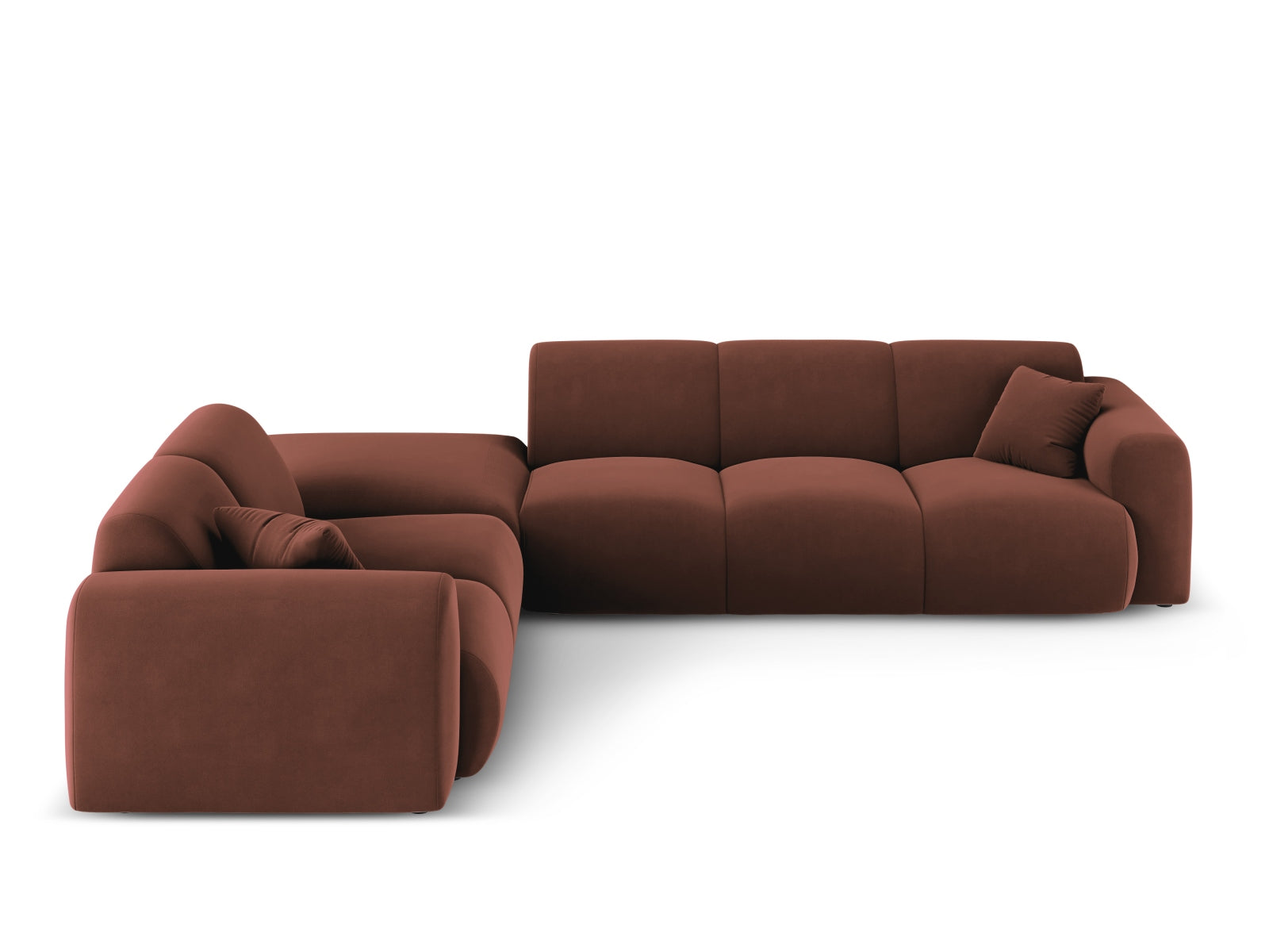 Entdecken Sie das elegante Nolio Velour Ecksofa links (250cm) von Cosmopolitan Design – ein komfortables 4-Sitzer Sofa, ideal für Ihr stilvolles Wohnzimmer.