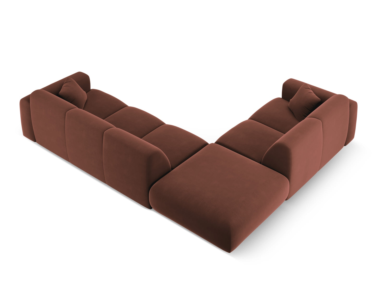 Elegantes Nolio Velour Ecksofa links, 4-Sitzer, 250 cm, in hochwertigem Cuoio-Casino, ideal für moderne Wohnräume.