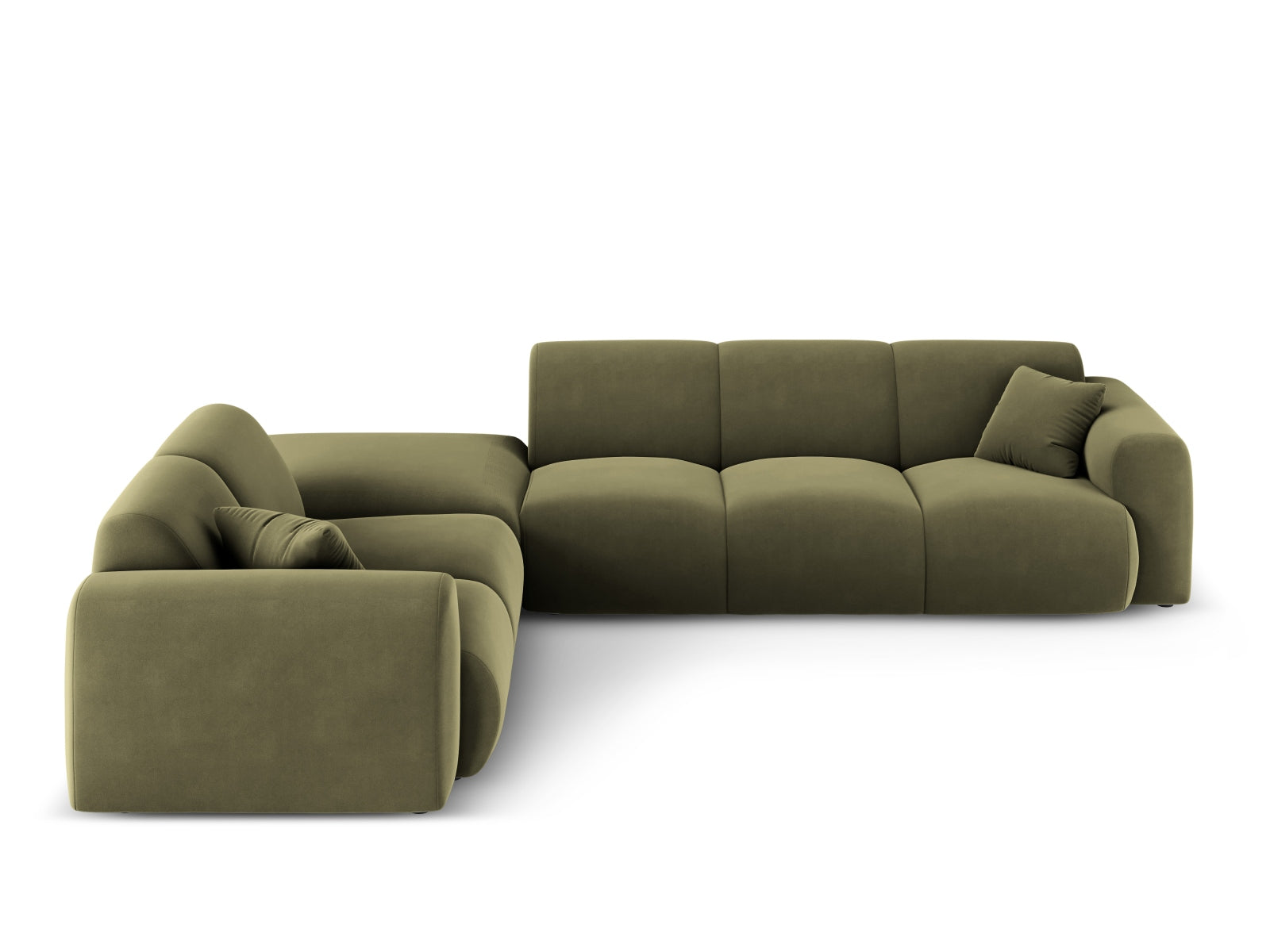 Erleben Sie das stilvolle Nolio Velour Ecksofa links (250cm) von Cosmopolitan Design – ein luxuriöses 4-Sitzer Sofa für Ihr modernes Zuhause.