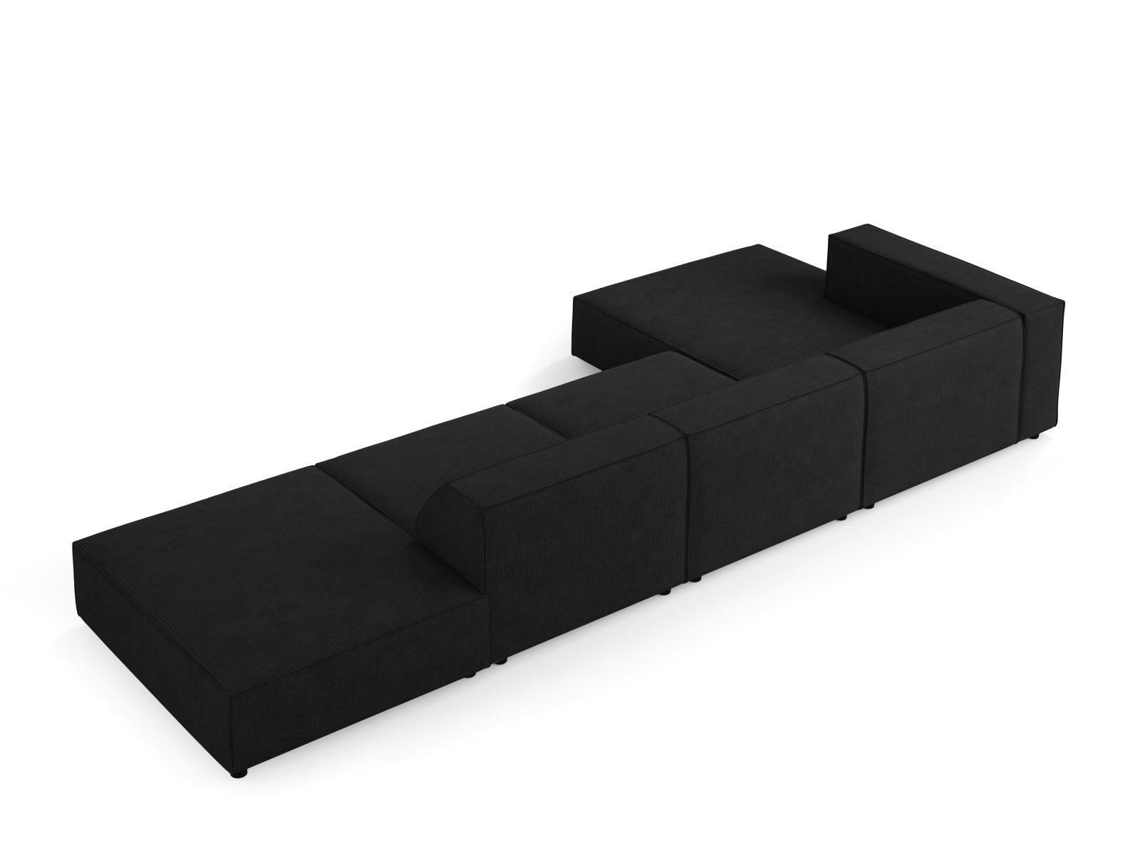 Modernes Arendal Ecksofa links für 5 Personen in edlem Schwarz, perfekt für stilvolle Wohnzimmer und gemütliche Abende.