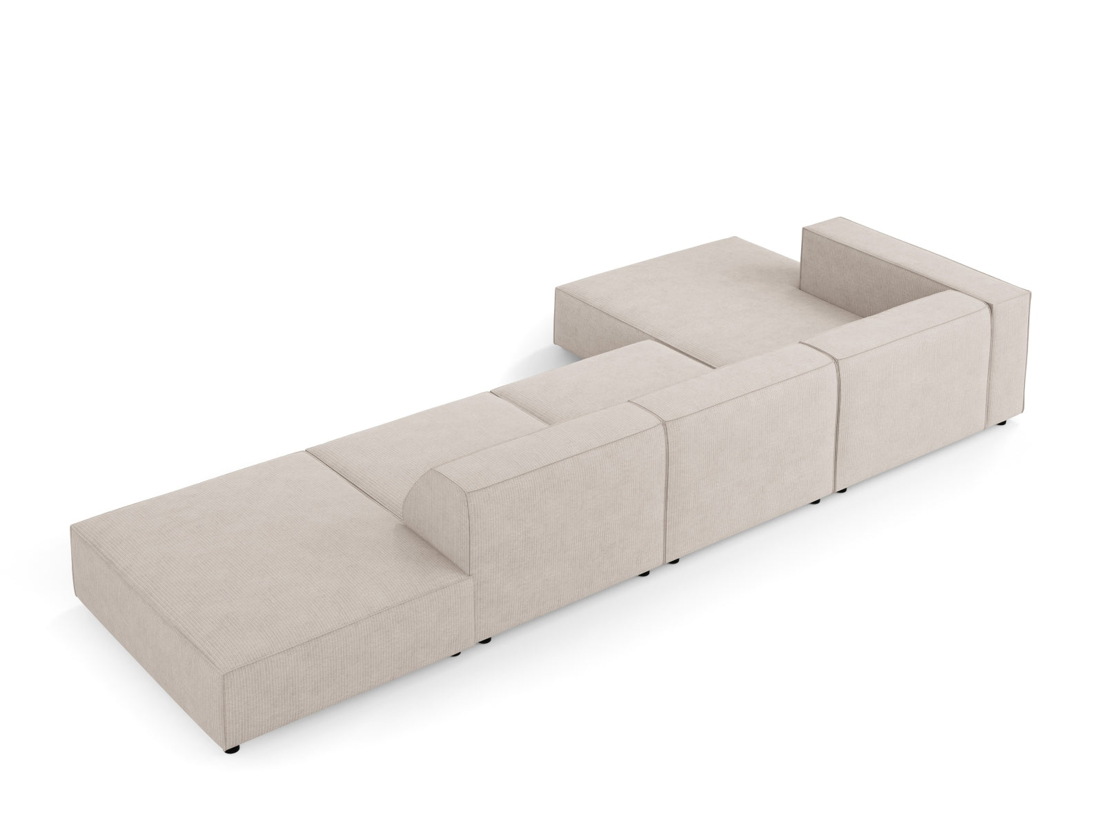 Elegantes 5-Sitzer Arendal Ecksofa links in stilvollem Dunkelbeige, perfekt für zeitgemäße Wohnkonzepte von Cosmopolitan Design.