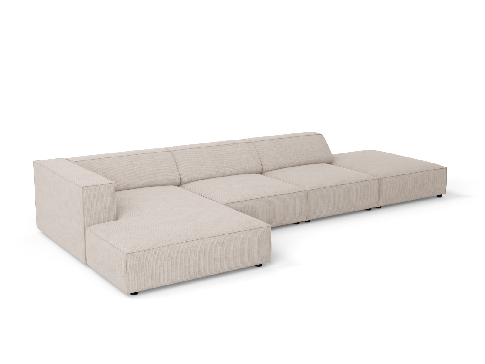 Modernes 5-Sitzer Ecksofa Arendal links in edlem Dunkelbeige, ideal für stilvolle und gemütliche Wohnräume von Cosmopolitan Design.