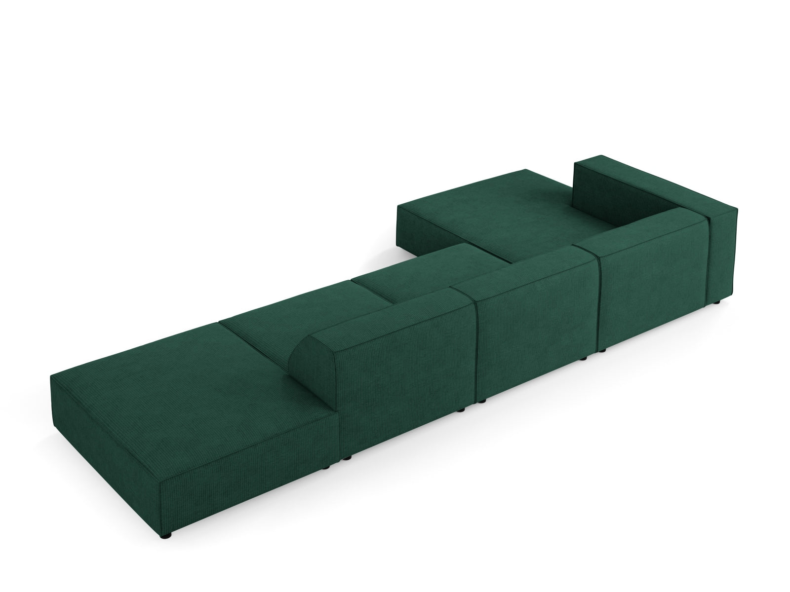 Modernes 5-Sitzer Ecksofa Arendal links in edlem Bottle Green von Cosmopolitan Design, perfekt für gemütliche und stilvolle Wohnlandschaften.