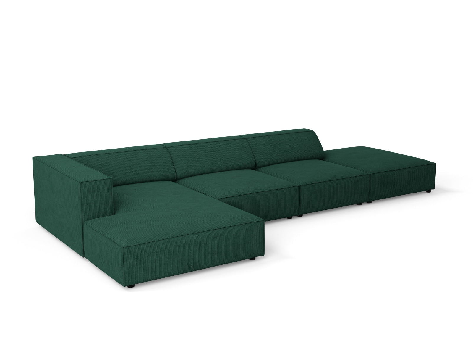 Elegantes 5-Sitzer Ecksofa Arendal links in tiefem Flaschengrün von Cosmopolitan Design, ideal für stilvolle und einladende Wohnräume.