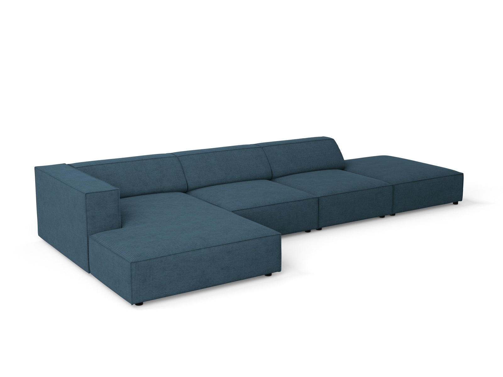Modernes 5-Sitzer Ecksofa links in edlem Navy Blau von Cosmopolitan Design, ideal für ein elegantes und komfortables Wohnambiente.