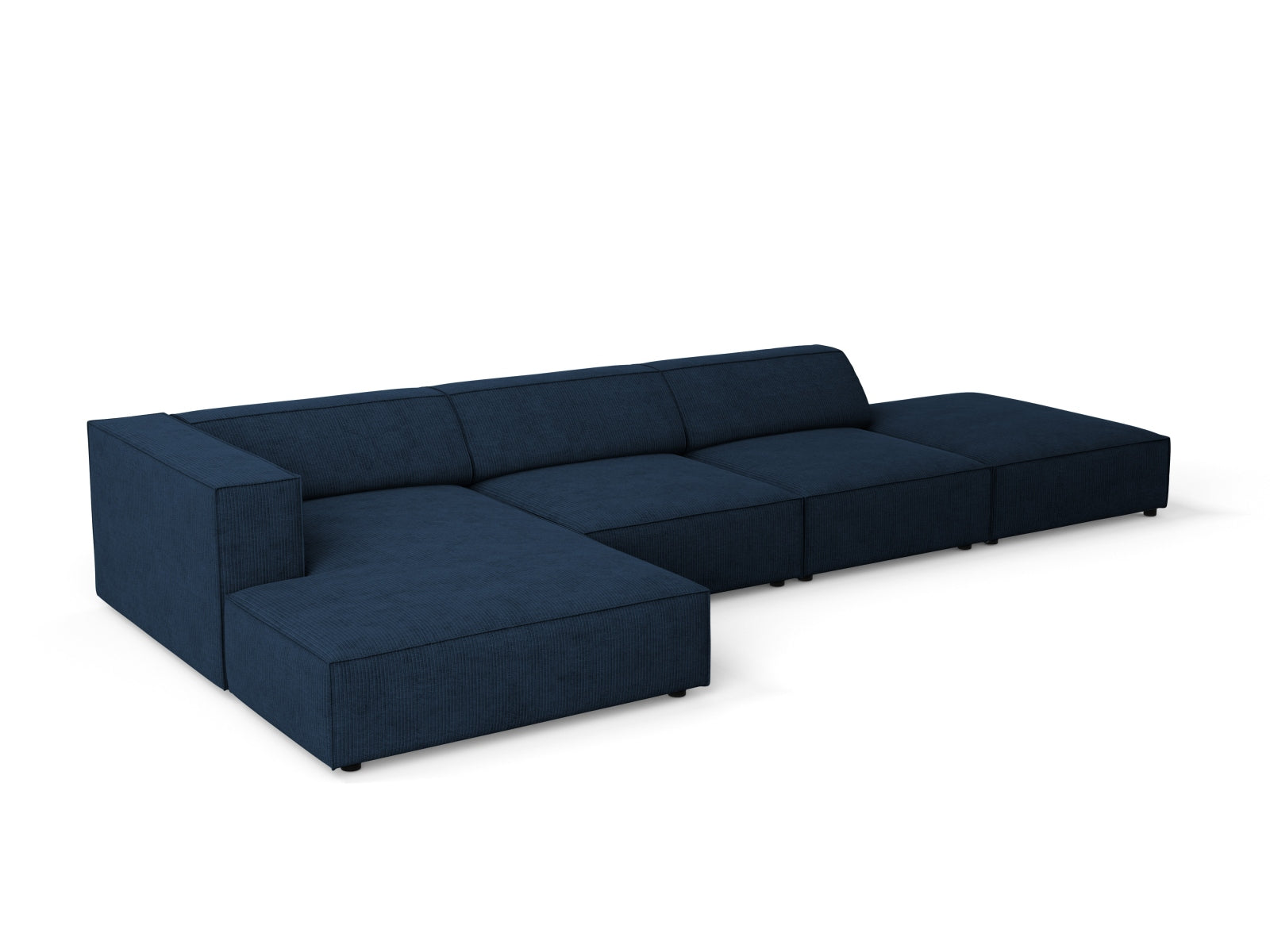 Elegantes 5-Sitzer Ecksofa links in Royal Blue von Cosmopolitan Design, ideal für gemütliche Stunden und modernes Wohnen.