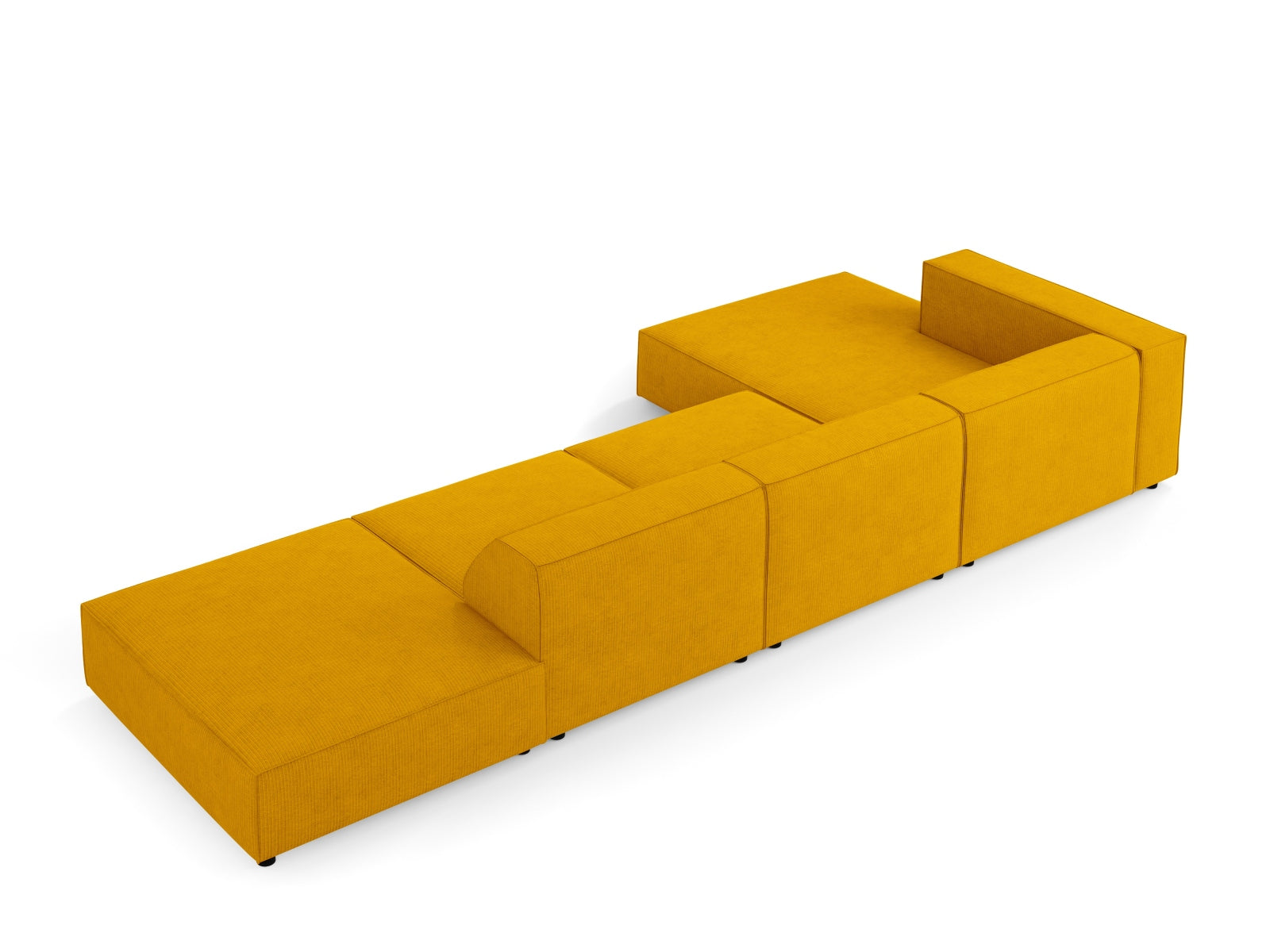 Elegantes 5-Sitzer Ecksofa Arendal links in einem trendigen Senfgelb, perfekt für stilvolle Wohnzimmer und gemütliche Atmosphäre.
