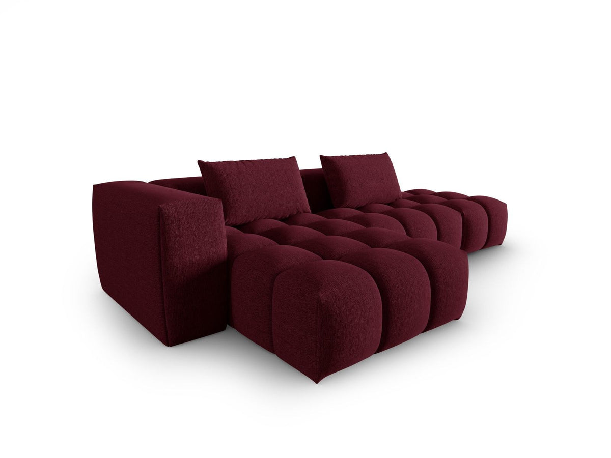 Modulares Ecksofa Verona Links in Beige-Sorella mit Massivholzrahmen, schwarzen Kunststoffbeinen und strukturiertem Tweed-Polsterstoff, 4 Sitzplätze.
