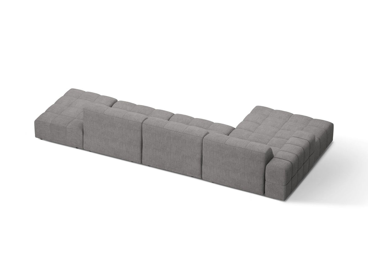 Ecksofa links Chicago von Cosmopolitan Design in Light Beige-Eden Stoff, mit Récamiere, Massivholzrahmen und schwarzen Kunststoffbeinen.