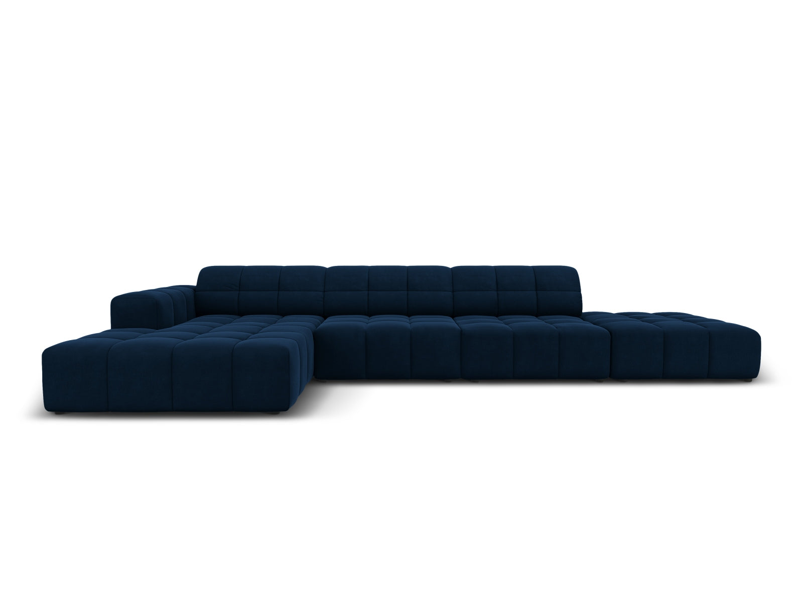 Chicago Velour Ecksofa links 5 Sitzer 166cm in Royal Blue-Bluvel präsentiert im Onlineshop von KAQTU Design AG. L-Sofa links ist von Cosmopolitan Design