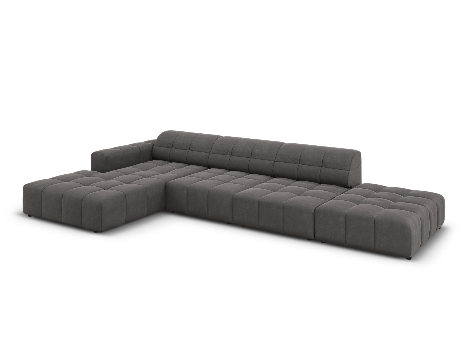 Erleben Sie das Chicago Velour Ecksofa links für 5 Personen von Cosmopolitan Design – perfekt für stilvolle Wohnzimmer und entspannte Abende.
