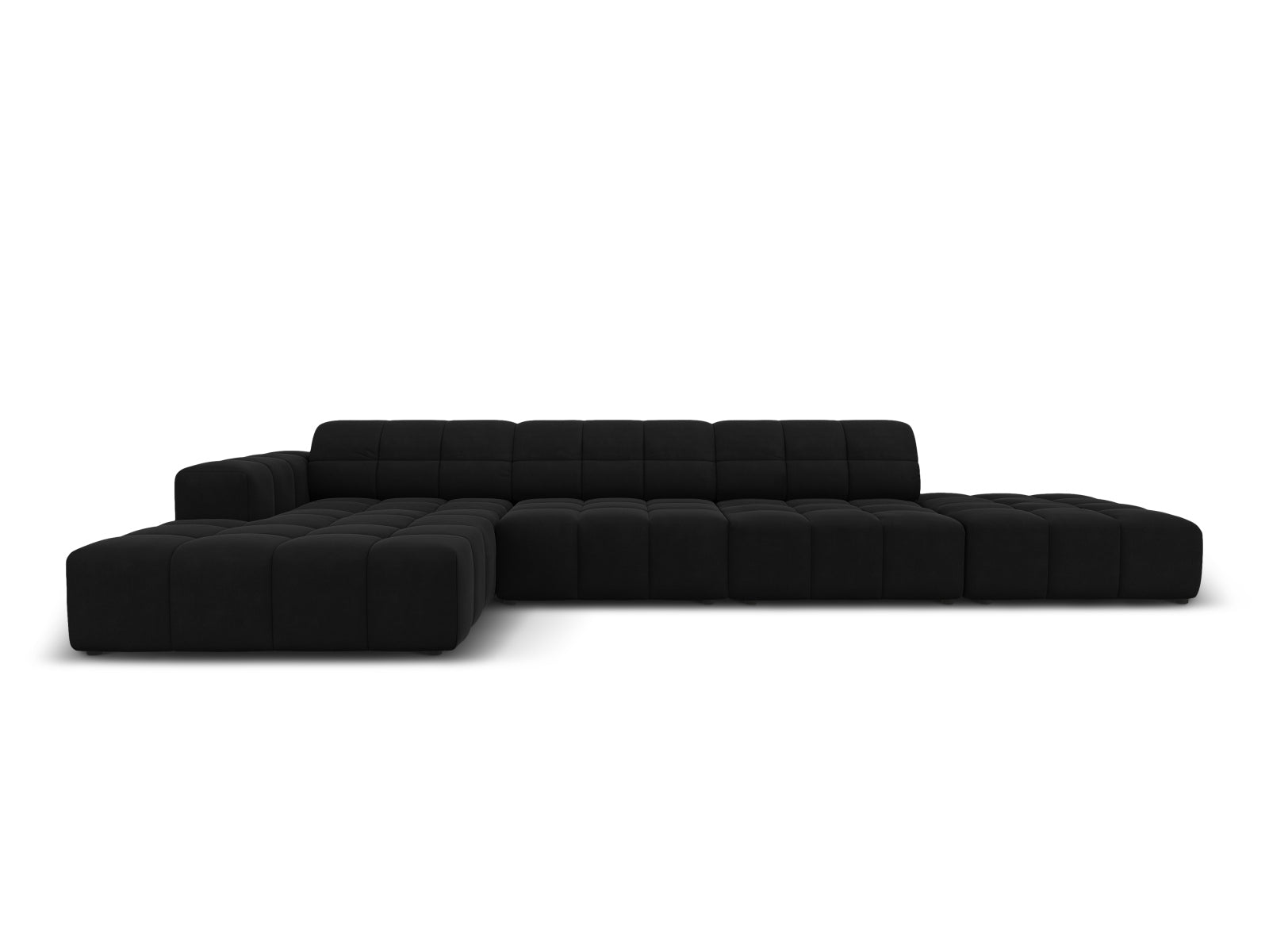 Chicago Velour Ecksofa links 5 Sitzer 166cm in Black-Bluvel präsentiert im Onlineshop von KAQTU Design AG. L-Sofa links ist von Cosmopolitan Design