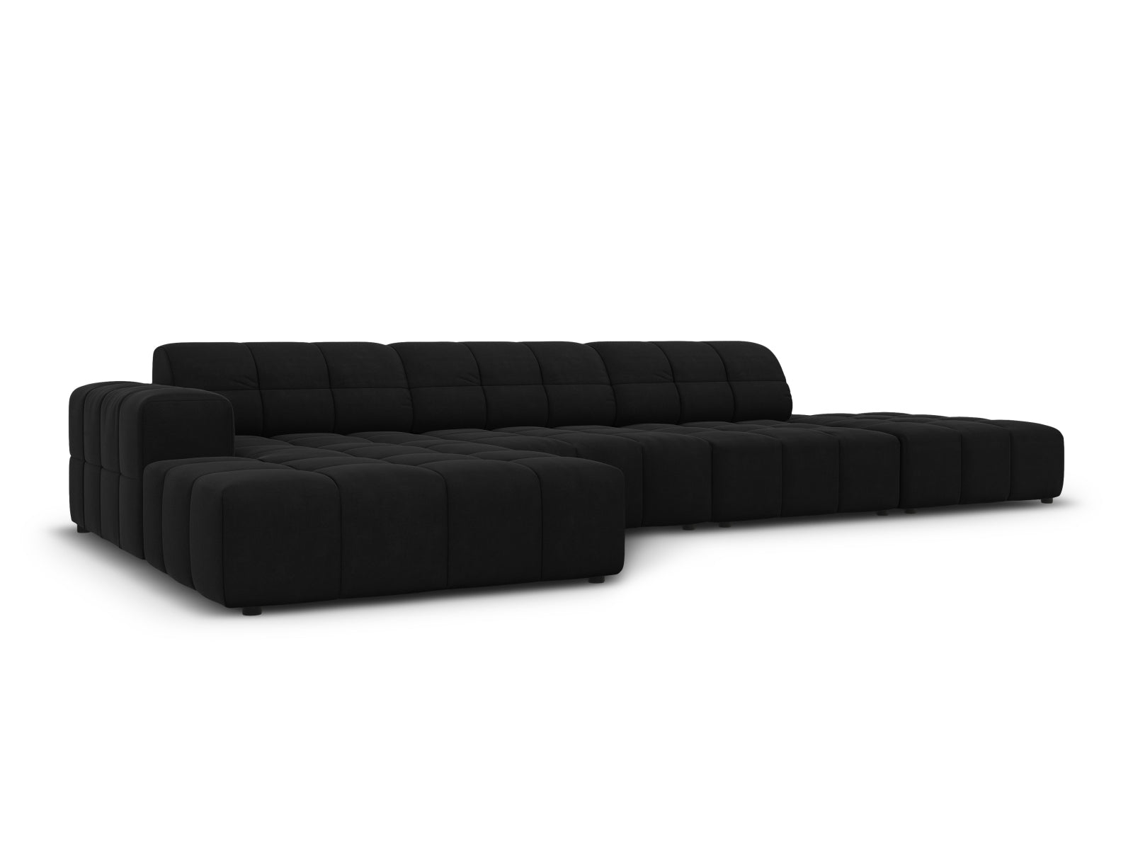 Erleben Sie das Chicago Velour Ecksofa links für 5 Personen von Cosmopolitan Design – perfekt für stilvolle Wohnzimmer und entspannte Abende.
