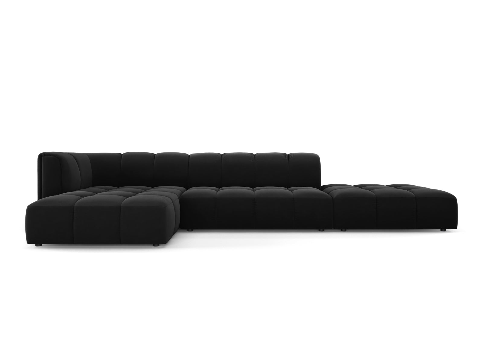 5-Sitzer Modular Ecksofa links Moritz in Black-Bluvel präsentiert im Onlineshop von KAQTU Design AG. Ecksofa links ist von Cosmopolitan Design