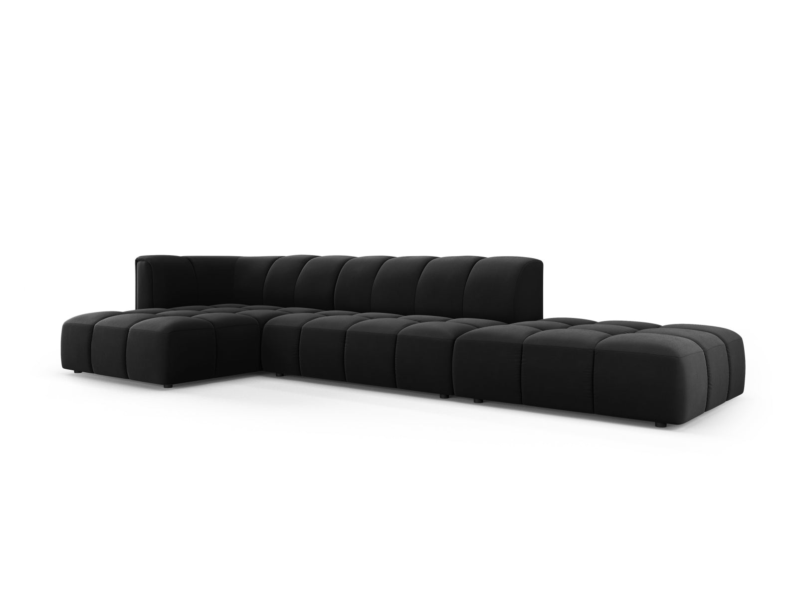 5-Sitzer Modular Ecksofa links Moritz in Black-Bluvel präsentiert im Onlineshop von KAQTU Design AG. Ecksofa links ist von Cosmopolitan Design
