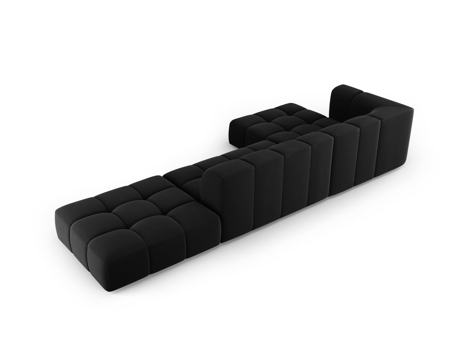 5-Sitzer Modular Ecksofa links Moritz in Black-Bluvel präsentiert im Onlineshop von KAQTU Design AG. Ecksofa links ist von Cosmopolitan Design