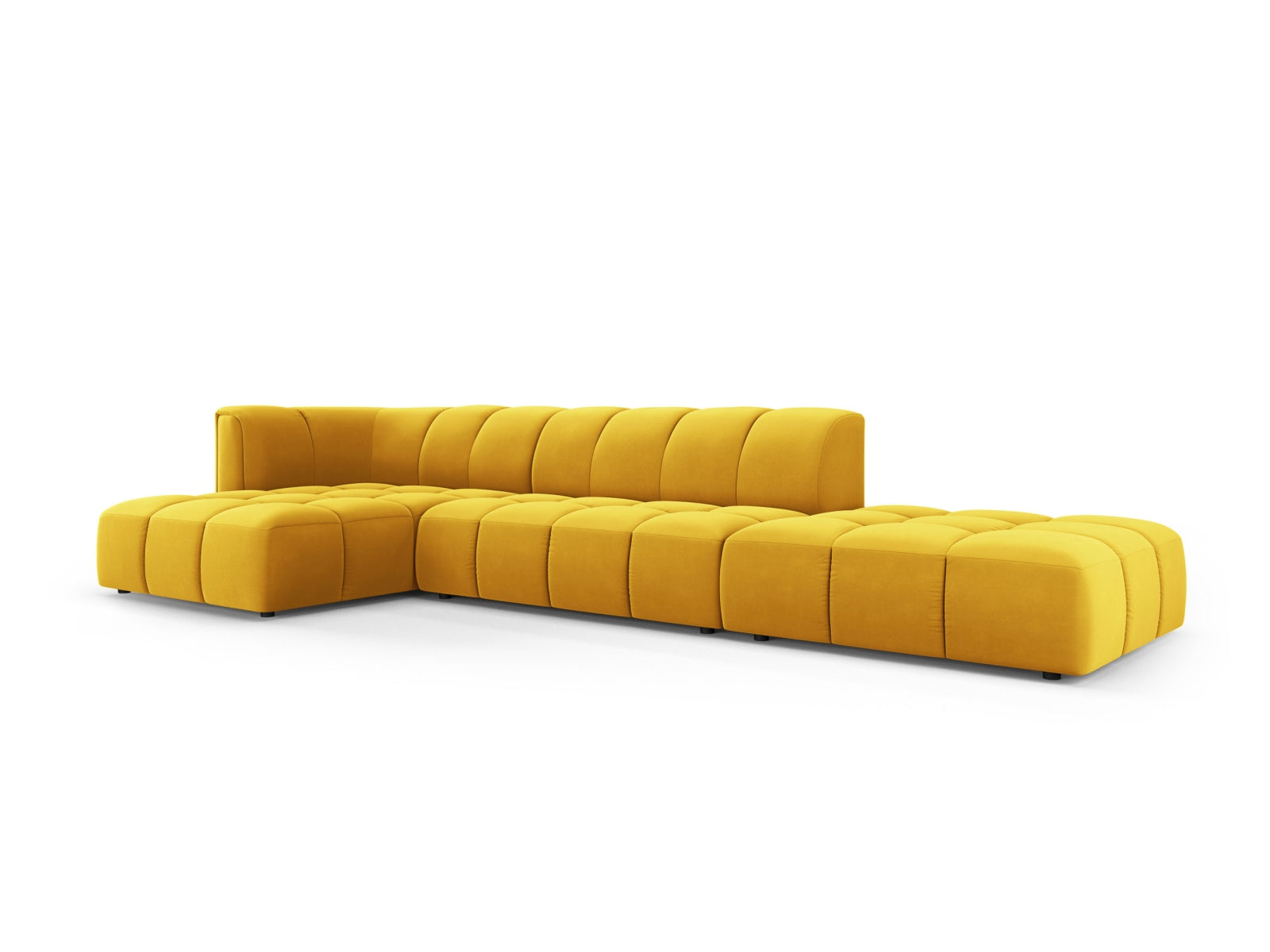 5-Sitzer Modular Ecksofa links Moritz in Yellow-Bluvel präsentiert im Onlineshop von KAQTU Design AG. Ecksofa links ist von Cosmopolitan Design