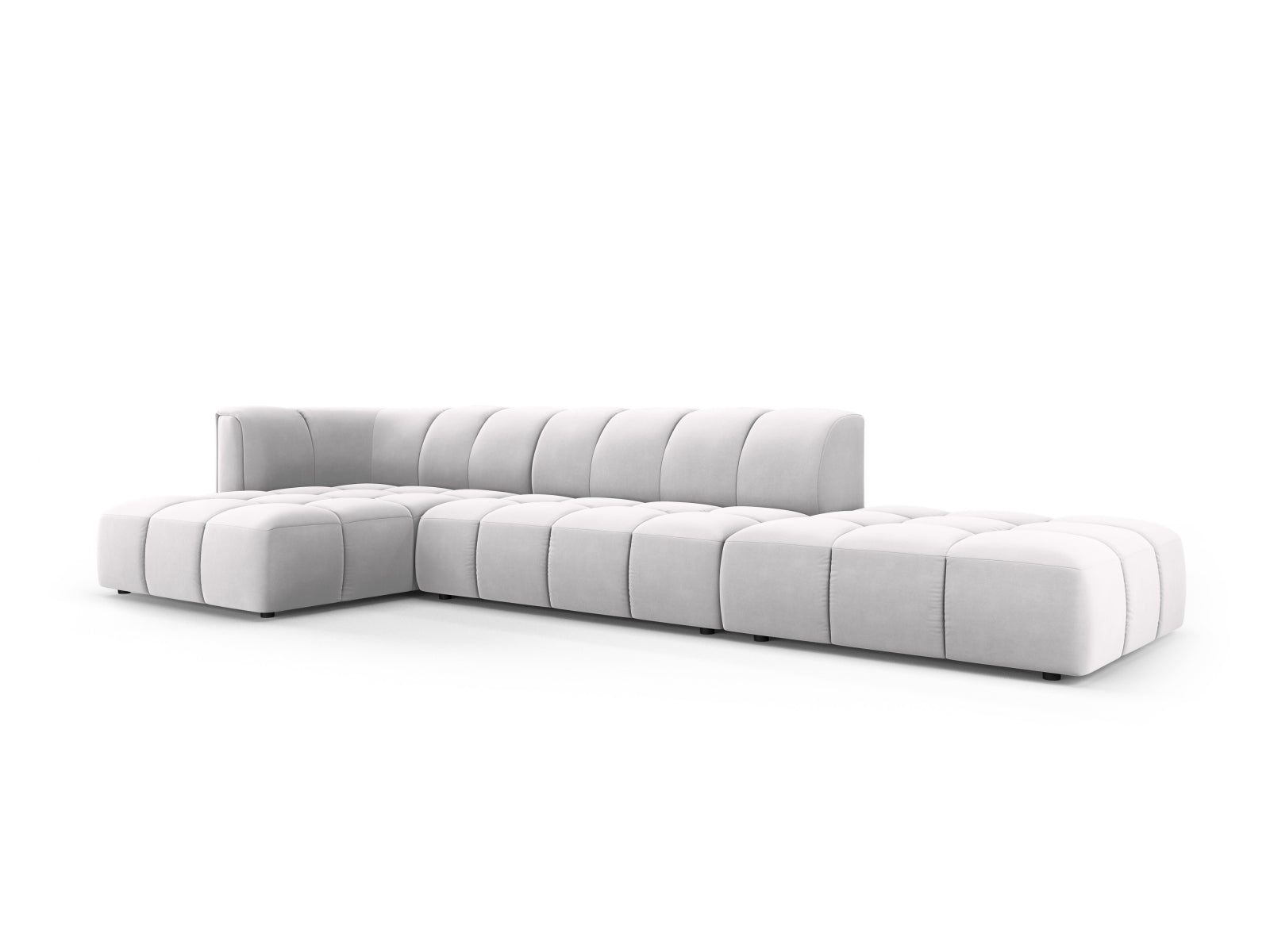 5-Sitzer Modular Ecksofa links Moritz in Silver-Bluvel präsentiert im Onlineshop von KAQTU Design AG. Ecksofa links ist von Cosmopolitan Design