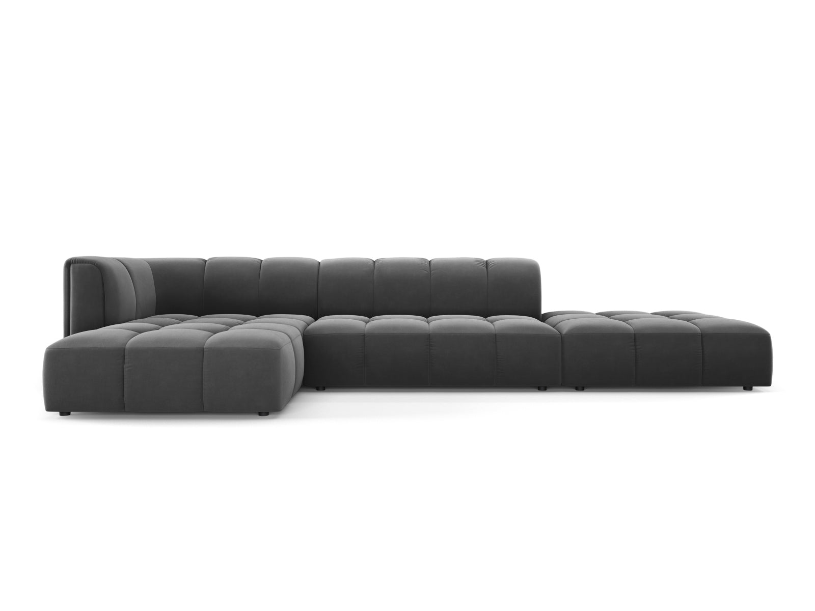 5-Sitzer Modular Ecksofa links Moritz in Grey-Bluvel präsentiert im Onlineshop von KAQTU Design AG. Ecksofa links ist von Cosmopolitan Design