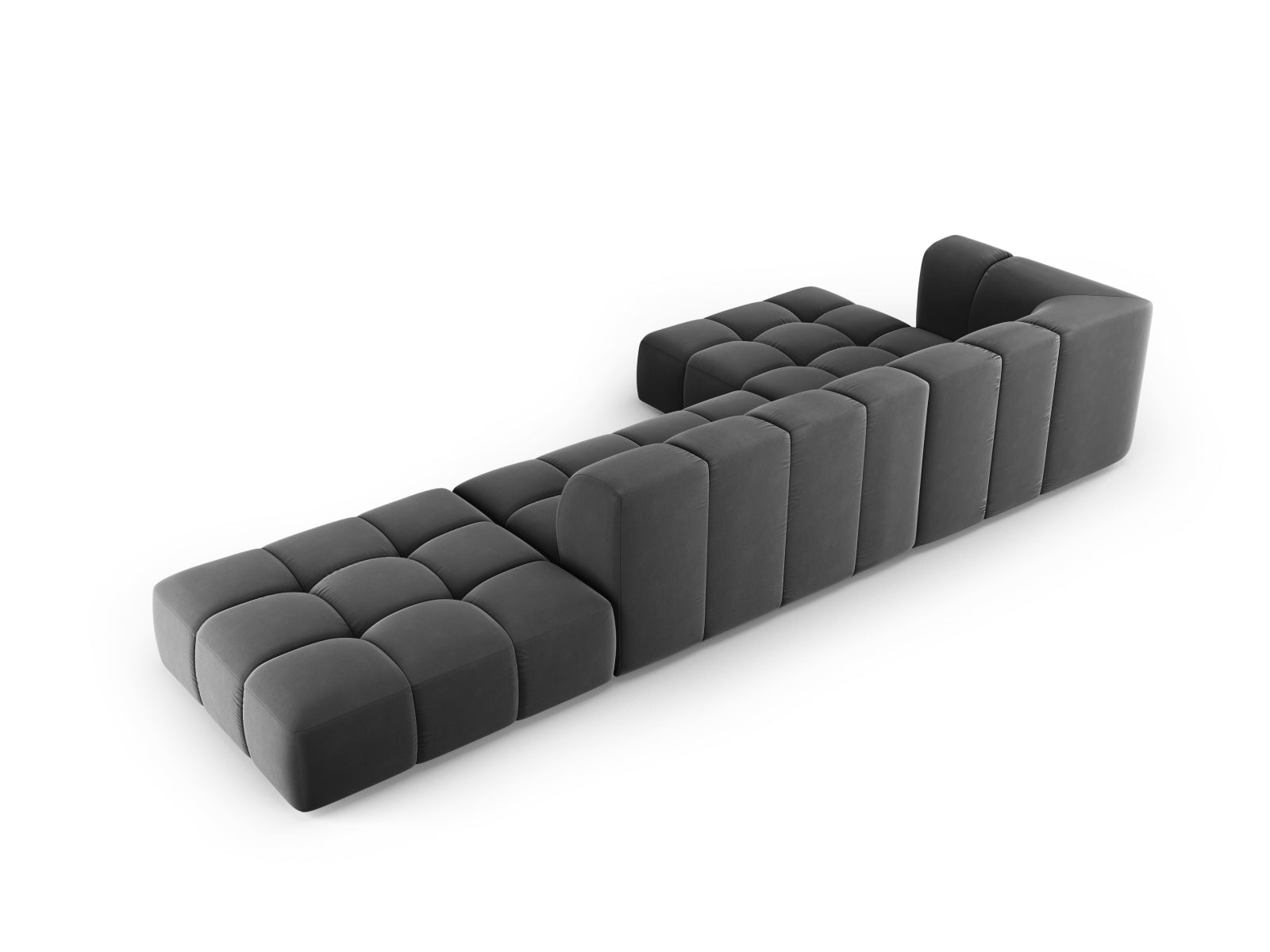 5-Sitzer Modular Ecksofa links Moritz in Grey-Bluvel präsentiert im Onlineshop von KAQTU Design AG. Ecksofa links ist von Cosmopolitan Design