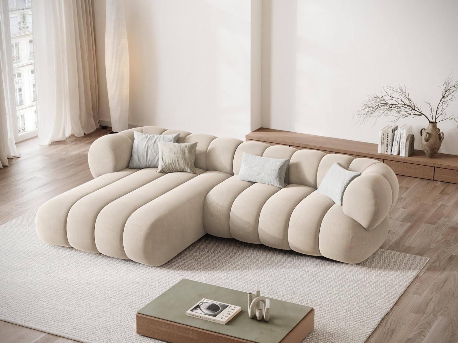 Koge Ecksofa links 5 Sitzer 165cm in Light Beige-Vogue präsentiert im Onlineshop von KAQTU Design AG. L-Sofa links ist von Cosmopolitan Design