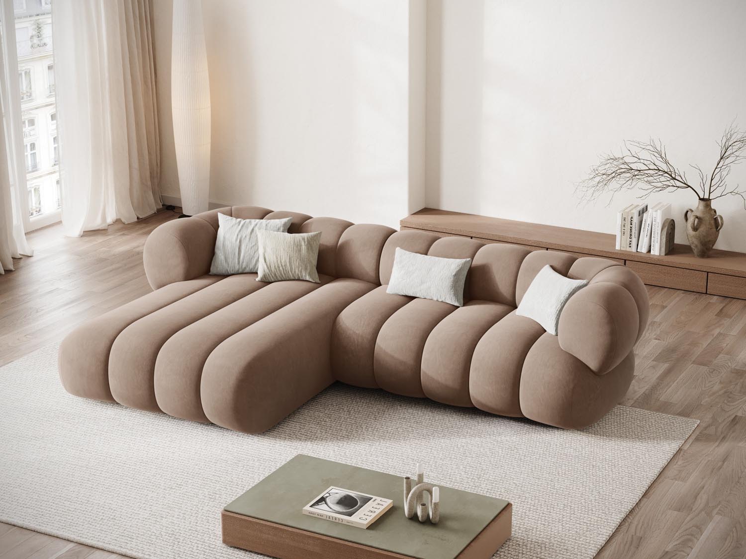 Koge Ecksofa links 5 Sitzer 165cm in Dark Beige-Vogue präsentiert im Onlineshop von KAQTU Design AG. L-Sofa links ist von Cosmopolitan Design