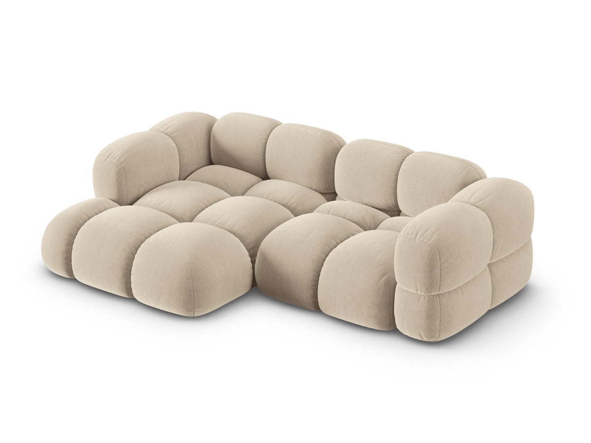 Loretto Velour Ecksofa links 3 Sitzer 147cm in Light Beige-Vogue präsentiert im Onlineshop von KAQTU Design AG. L-Sofa links ist von Cosmopolitan Design
