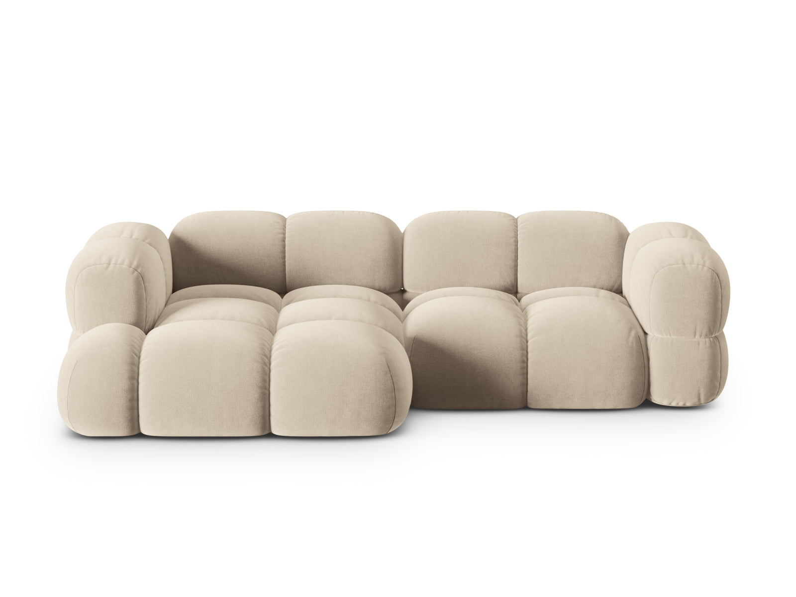 Loretto Velour Ecksofa links 3 Sitzer 147cm in Light Beige-Vogue präsentiert im Onlineshop von KAQTU Design AG. L-Sofa links ist von Cosmopolitan Design
